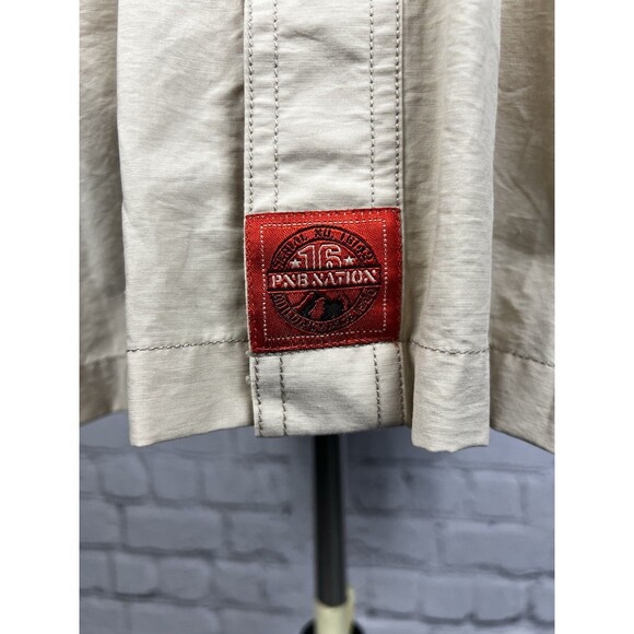 PNB Nation Men’s Medium Short Sleeve Button Front Shirt Cotton Blend, Pockets - Picture 4 of 8